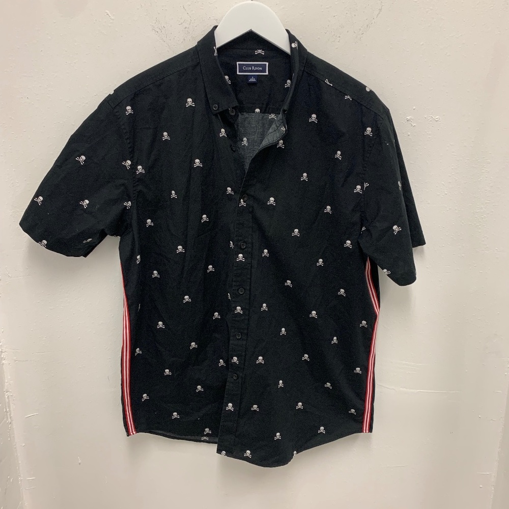 Club Room Black Short Sleeve Button Down Size Large